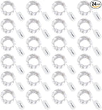 CYLAPEX Pack of 24 Cool White Fairy Lights String Battery Operated Fairy Lights, 3.3ft 20 LEDs Firefly Lights Silver Coated Copper Wire Lights for DIY Decor Christmas Decoration Costume