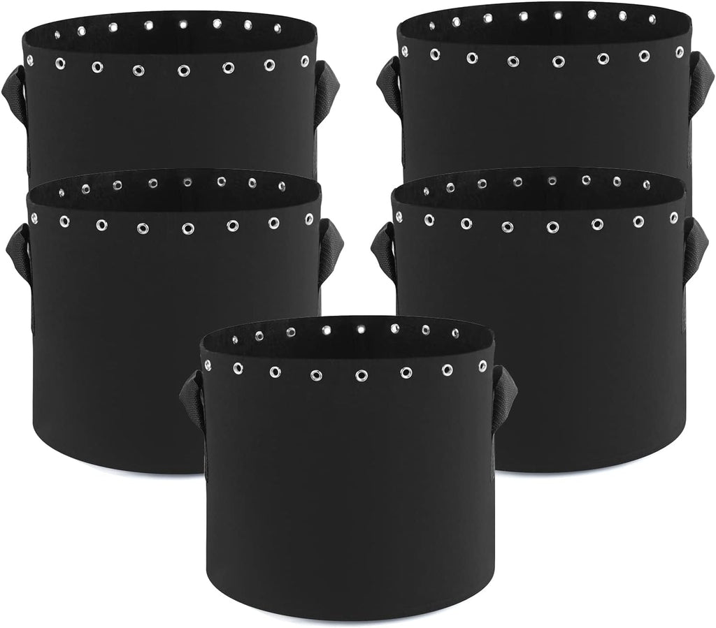 3 Gallon Plant Grow Bags 5-Packs with Holes,Thichkened Non-Woven Aeration Fabric Pots with Handles - Reinforced Weight Capacity