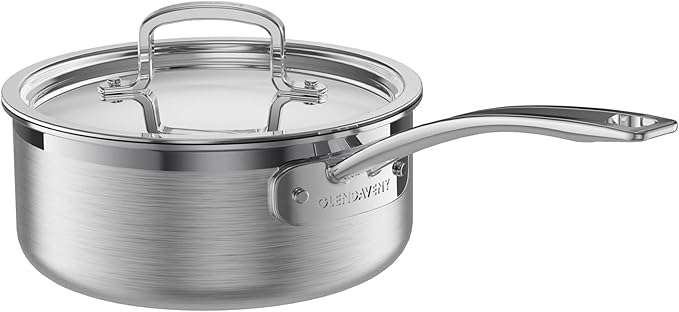 Stainless Steel Saucepan with Lid, Triple Ply 1.5 Quart Sauce pan with Cover Induction Cooking Sauce Pot Perfect for Making Sauces, Reheating Soups, Stocks, Cooking Grains - Dishwasher Safe Oven Safe