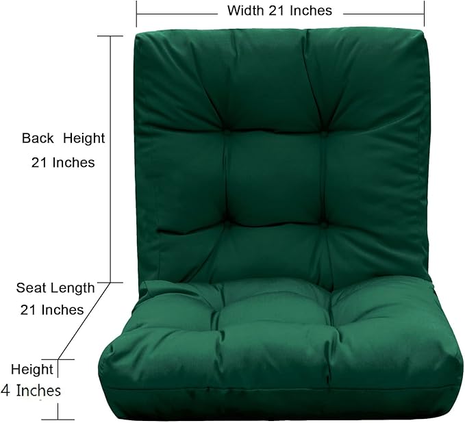 QILLOWAY Outdoor Chair Cushion for Patio Furniture, Waterproof Patio Cushions Set of 4 with Ties, Fade Resistant Replacement Pads for Outdoor Rocking Chairs,Mallard, Forest Green