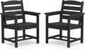 SERWALL Outdoor Dining Chairs Set of 2, All-Weather HDPE Patio Chairs, Black