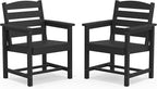 SERWALL Outdoor Dining Chairs Set of 2, All-Weather HDPE Patio Chairs, Black