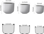 Kante 13",11",9" Dia Pure White Concrete Round Planters (Set of 3), Outdoor Indoor Modern Planter Pots, Lightweight, Weather Resistant, Seamless with Drainage Hole