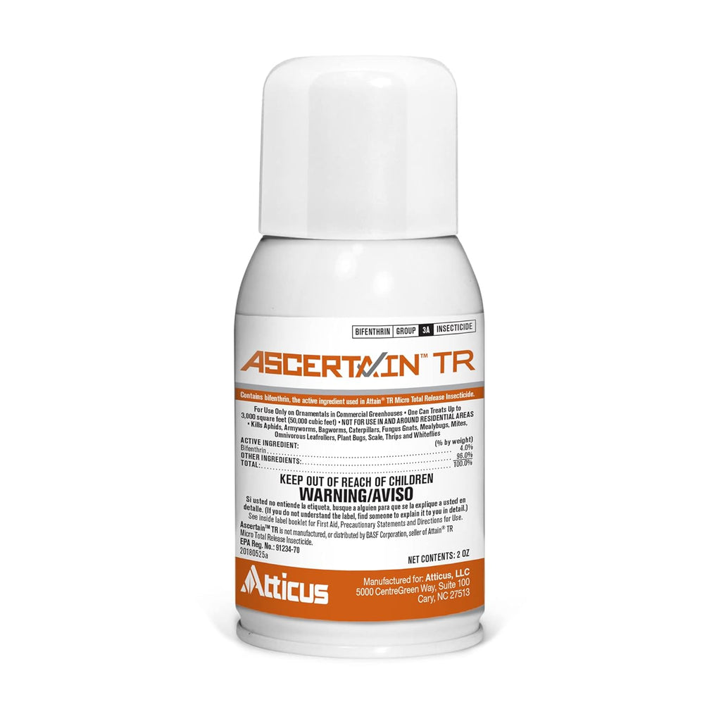 Atticus Ascertain TR Greenhouse Fogger (2oz Can) - (Compare to Attain) - Total Release Bifenthrin Insecticide/Miticide - Controls Mites, Aphids, Thrips, Fungus Gnats (Packaging May Vary) (1 Pack)