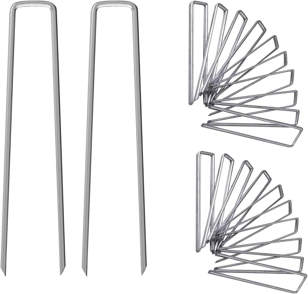 6 Inch Galvanized Garden Landscape Staples Stakes 25 50 100 PCS Anti-Rust Garden Staples U-Shaped Landscape Pins for Secure Lawn Fabric (100, 6 Inch)