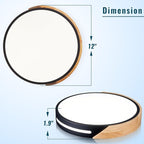 Black and Wood Flush Mount Ceiling Light Fixture Set of 2, Dimmable LED Ceiling Light Black, Modern Light Fixture Ceiling Mount for Bedroom, Living Room, Kitchen, Bathroom, Hallway