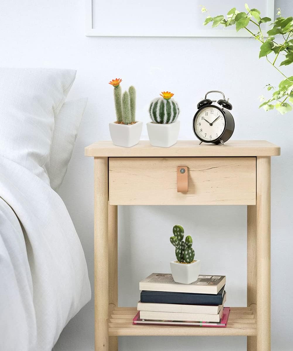 Mini Artificial Cactus Plants in Ceramic Pots 6 Pcs Potted Faux Succulents in Pots Fake Potted Plants Cactus Decor Small Artificial Plant for Home Decor Indoor Office Desk Tabletop Shelf