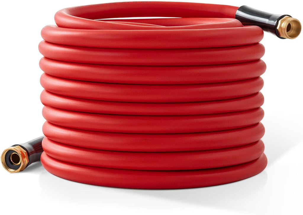 Garden Hose 75 ft x 5/8” Hot Water Hose,-50°F to 190°F, Burst 600Psi Flexible & Lightweight Upgraded Rubber Hoses,3/4” Solid Fittings for All-weather Outdoor Lawn & Garden