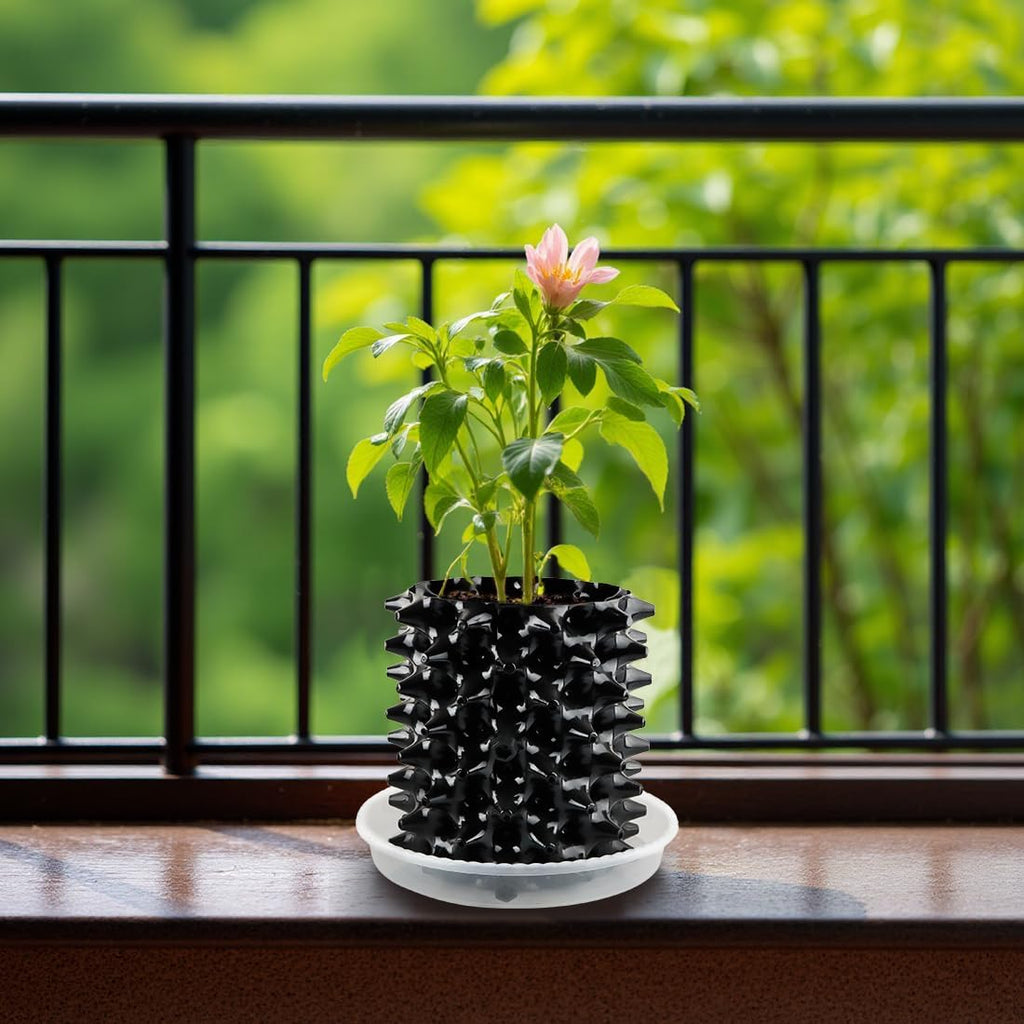 1 Gallon Air Pruning Containers, New Plastic Nursery Pots, Fruit Vegetable Garden Self-Planting Pots, Black (1G-10P)