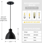 3 Pack 1 Light Industrial Hanging Indoor Mini Pendant Ceiling Light Fixtures Black Finish for Bar Dining Room Corridor Living Room Kitchen Island