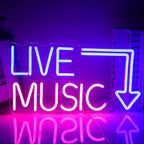 Live Music Neon Sign LED Neon Sign Large Blue and Pink Words for Music Studio USB Powered Switch for Wall Decor Beer,Bar,Music Studio,Bedroom,Party,Club