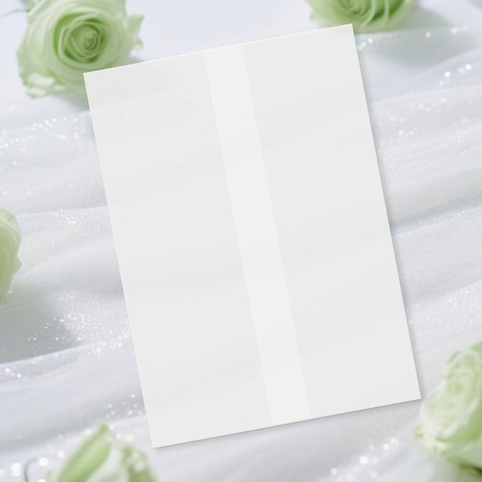 60 Pack Pre-Folded Vellum Jackets for 4.5x6.25 Invitations, Translucent Vellum Paper 4.5x6.25 Jackets, 100GSM Wedding Invitations Wraps, Envelope Liners for Birthdays, Baby Showers