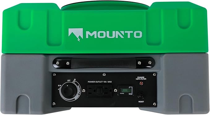 MOUNTO 550cfm Hepa Air Scrubber Industrial Air Cleaner- 550cfm Portable Air Purifier w/Variable Speed, Dual Outlet for Fire/Water Damage Restoration, Construction & Painting, Janitorial (Green)