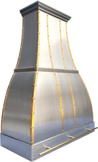 CHETTO C Stainless Steel Range Hood Cover with Quiet Vent Hood Insert Custom Handcrafted Metal Kitchen Fan with Towel Rack LED Light 54"W x27"D x24"H Brushed Stainless Steel Island Mount