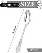 75PCS Silver Plastic Spoons - Silver Spoons Disposable - 8.1 Inch Heavy Duty Plastic Silverware - Heavyweight Elegant Disposable Utensils for Catering, Parties, Dinners, Weddings