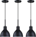 3 Pack 1 Light Industrial Hanging Indoor Kitchen Island Pendant Ceiling Light Fixtures Black Finish,5.9" Drum Metal Shade for Bar Dining Room Living Room Over Sink