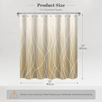 Punkray Ombre Khaki Beige Ivory Shower Curtain for Bathroom with Hooks, Stripe Bath Curtains Decorative Shower Curtains Water Repellent Washable, 72 x 72