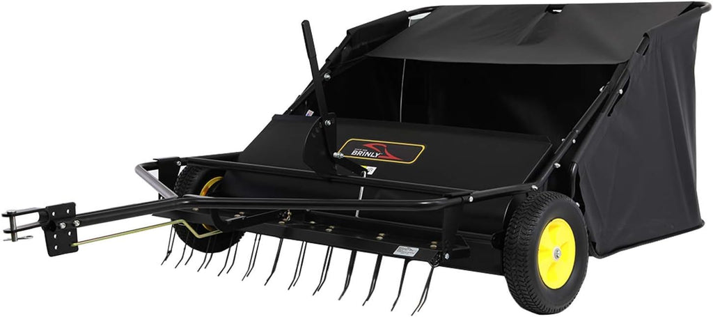 Brinly STS-42BHDK-A 42" Tow-Behind Lawn Sweeper with Dethatcher and Hamper Windscreen
