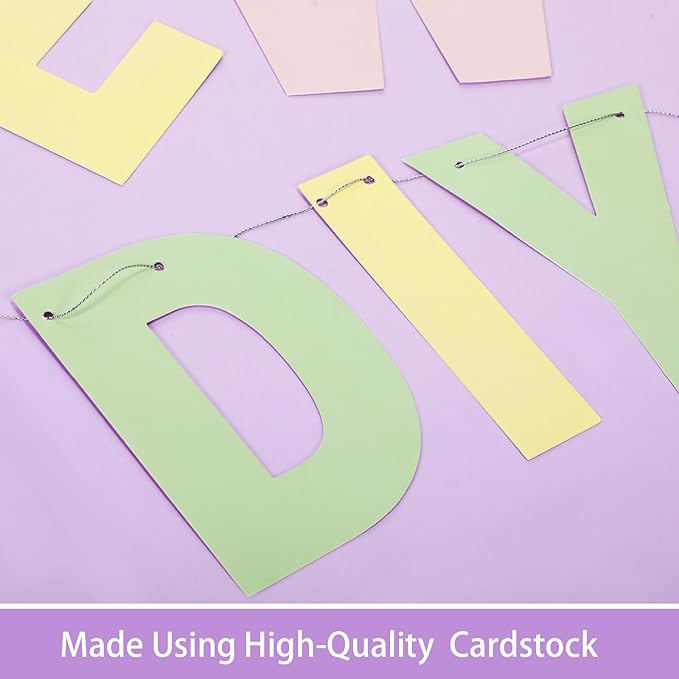 TaoBary 112 Pcs DIY Letter Kit Glitter Customizable Banner Letters Include 107 Letters and Numbers 3 Rope and 2 Needles for Birthday Halloween Christmas Wedding Valentine Party Decor(Macaron Color)