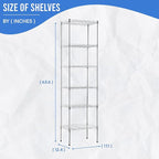 PayLessHere 6-Tier Adjustable Metal Storage Shelves - Max Load Capacity 600 lbs - Easy Assembly - 12" W x 17" D x 64" H NSF Certified - Versatile for Various Uses,Chrome