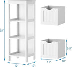 Tangkula Bathroom Floor Cabinet, Wooden Storage Cabinet w/2 Adjustable Drawers, Narrow Storage Floor Cabinet for Living Room Bathroom Office (White)