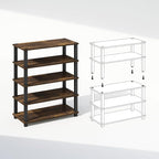 Furinno Turn-S-Tube 3-Tier Multipurpose Stackable Standing Shelves, Amber Pine/Black, Set of 2
