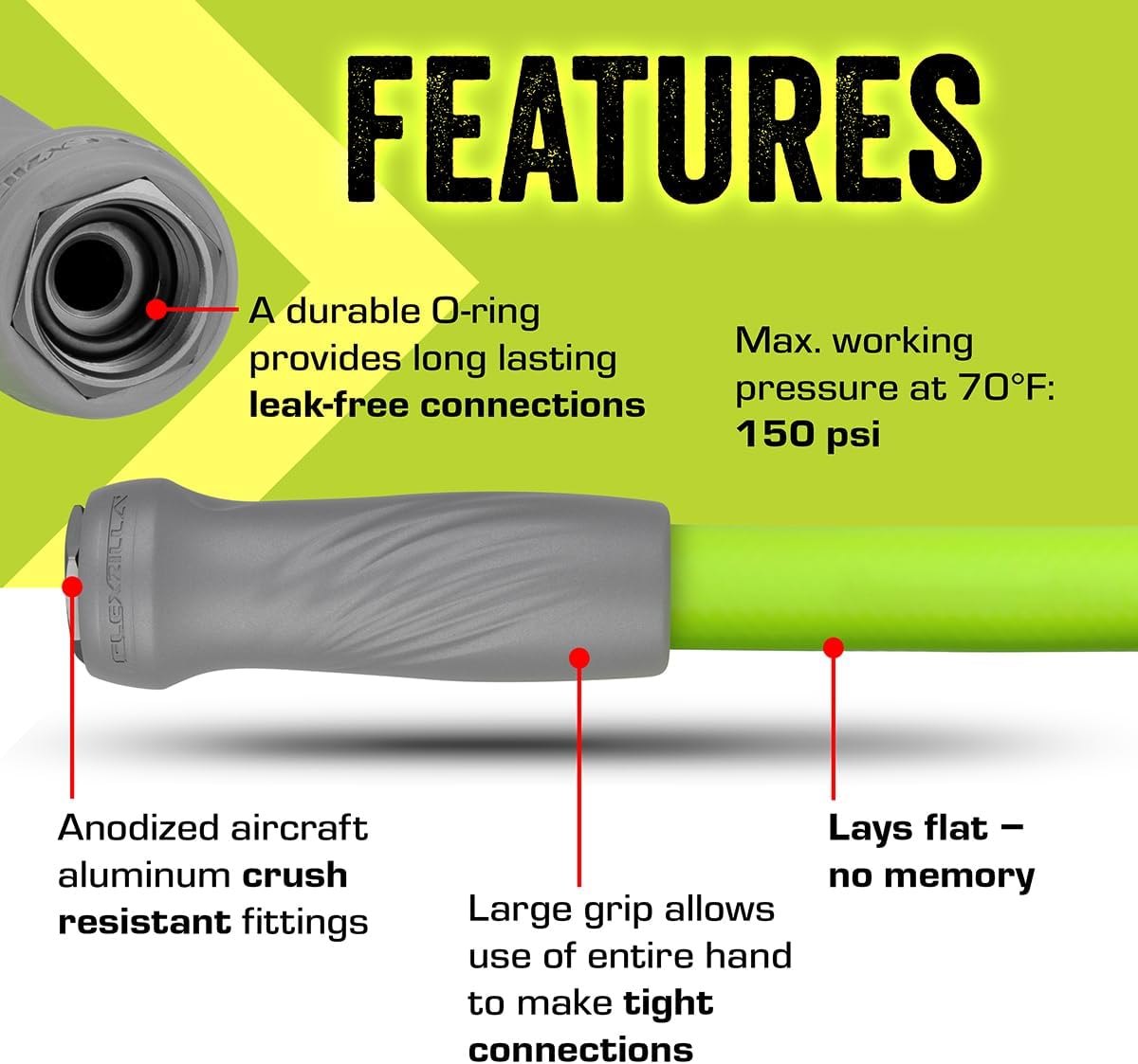 Flexzilla Garden Lead-in Hose with SwivelGrip, 5/8 in. x 3 ft., Lightweight All-Weather Water Hose, Durable and Flexible, Leak-Free Connections