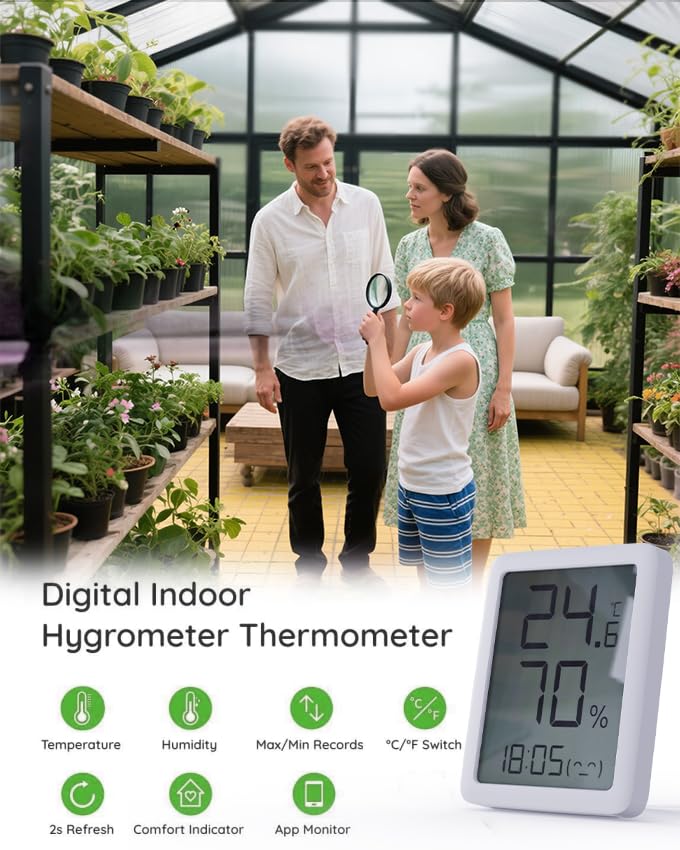 8X10FT Enhanced Aluminum Walk-in Greenhouse for Outdoors with Thermometer