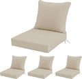 24x24 Inch Outdoor Chair Cushions Set of 4, Patio Furniture Cushions - Removable Cover, Water-Repellent, Fade-Resistant, Non-Slip Bottom & Straps, Replacement for Deep Seat Sofa & Couch - Cream