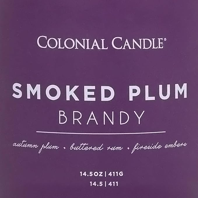 Colonial Candle Smoked Plum Brandy Jar Candle, Pop of Color Collection, 3 Wick, Purple, 14.5 oz - Up to 60 Hours Burn