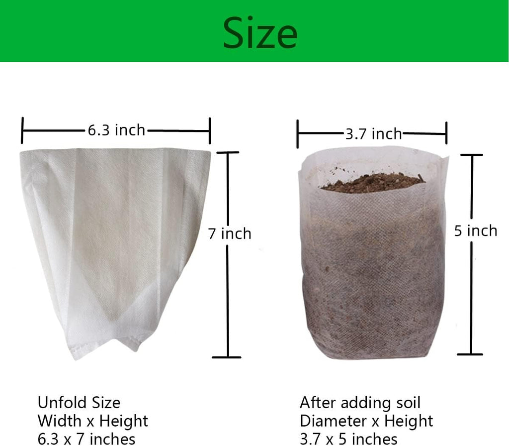 gardtree Plant Nursery Bags 6.3" x 7" 400PCS, Non-Woven Plant Grow Bags Fabric Seedling Starter Pots for Vegetable Flower Fruit Saplings Tree, Home Garden Supply