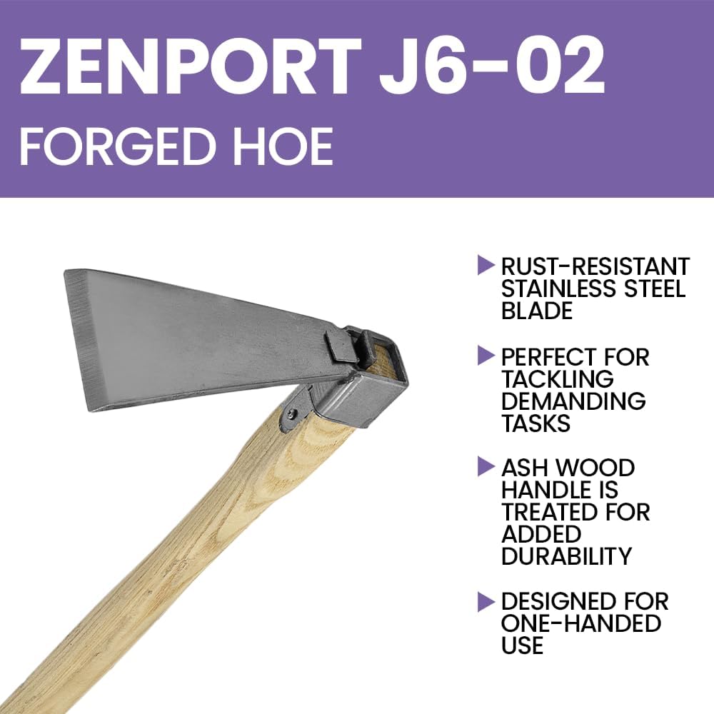 Zenport J6-02 Hoe, 15-Inch Handle, 5 Inch Stainless Steel Blades, Beige - 3 Pack