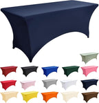 2-Pack 8ft Spandex Table Covers for Rectangle Folding Tables - Washable Elastic Tablecloth - Ultimate Fitted Table Protector for Birthday Parties, Trade Shows, Banquet