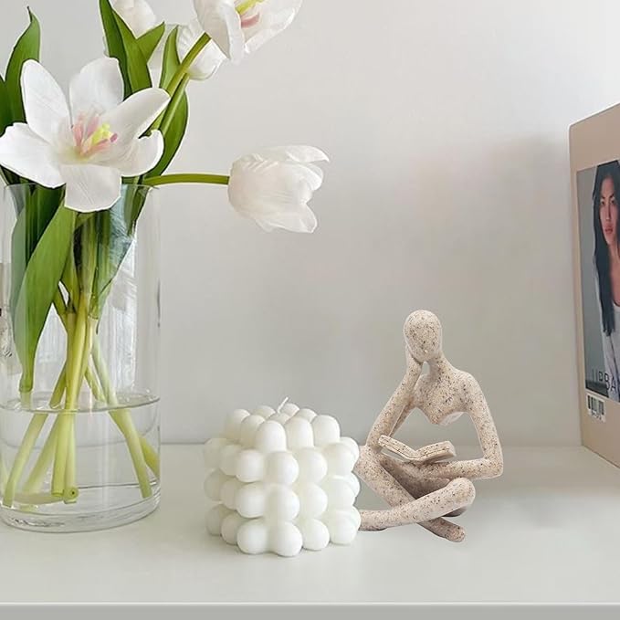 Reading Women Statue, Thinker Sculptures, Abstract Art Ornament, Modern Aesthetic Figurine Decoration, Suitable for Home Living Room Bedroom Office Shelf Table Desk Bookshelf Decor