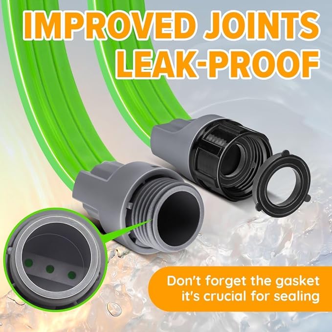 LAVEVE Heavy Duty Sprinkler Soaker Hose 75 FT, Flat Garden Hose with Holes, Efficient Flexible Irrigation Hose for Yard, Lawn and Garden, Includes Stakes (25FT x 3Pack)