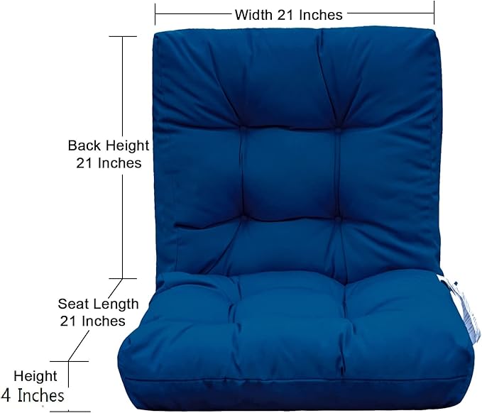 QILLOWAY Outdoor Chair Cushion for Patio Furniture, Waterproof Patio Cushions Set of 4 with Ties, Fade Resistant Replacement Pads for Outdoor Rocking Chairs,Royal Blue