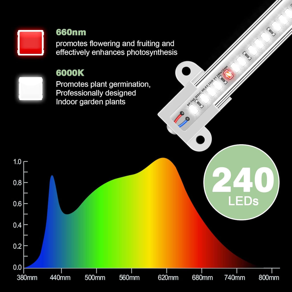 Wiaxulay Grow Lights for Indoor Plants, Full Spectrum 6000K Plant Light for Indoor Plants, LED Grow Light Strips with Auto Timer 6/12/16Hrs, 5 Dimmable Levels, 3 Switch Modes for Hydroponics Seedling