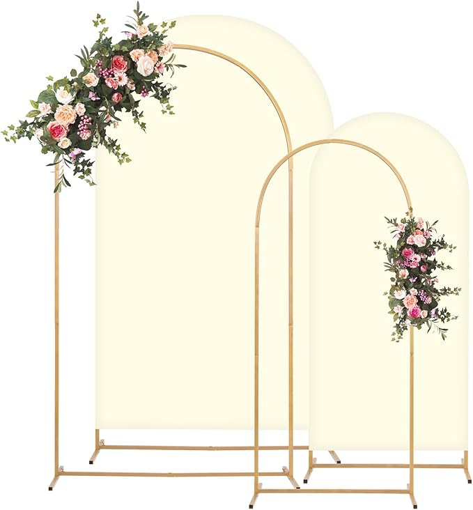 Metal Arch Backdrop Stand and Cover Set, 7.2FT, 6FT Party Backdrop, Easy to Assemble, for Parties, Birthday, Baby Shower