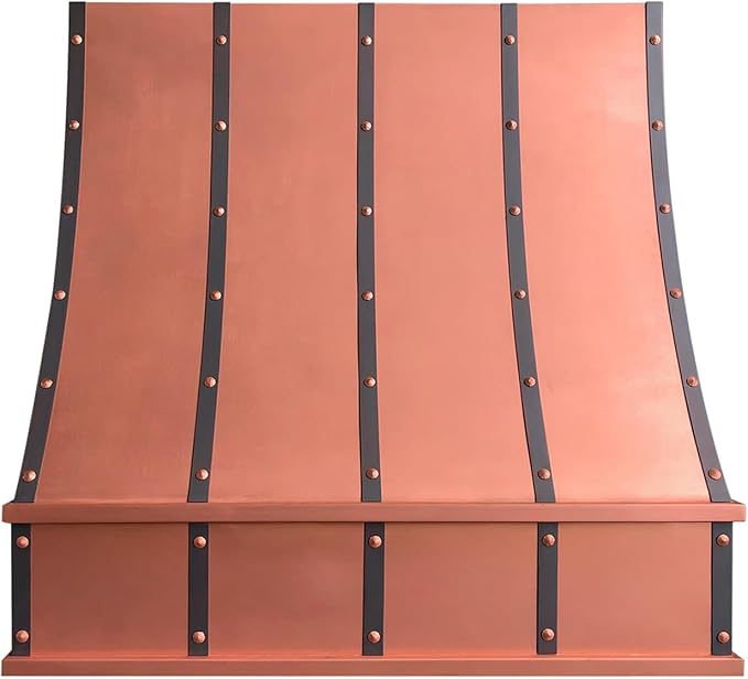 CT Copper Tailor Sloped Copper Vent Hood Wall Mount,48'' W,48''H, 1150 CFM Exhaust Fan,Stainless Steel Vent,LED Light,Dishwasher-Safe Baffle Filters,VH8TR1