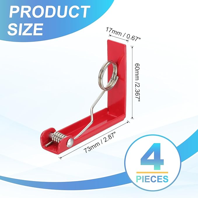 uxcell 4 Pack Tablecloth Clips, Stainless Steel Table Cloth Cover Clamps, 2.87" x 2.36" Windproof Holder Clips for Home Party Picnic Wedding Camping Dining Tables, Red