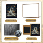 Djmwtb White Fox Framed Wall Art Starry Night Canvas Wall Art Nature Landscape Art Prints Woodland Animal Pictures Painting Wall Decor Artwork for Living Room 8x10in