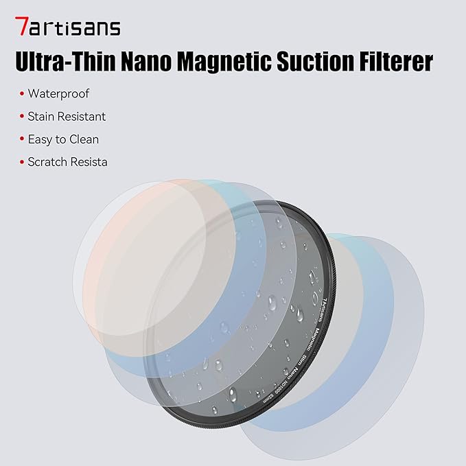 7artisans Nano Magnetic Filter UV Filter ND Light Reduction Filter/CPL Polarization Filter/GND Gradient Filter/Black Mist 1/4 Portrait Photography Filter Suitable for Lens(67mm 3-in-1 Set)