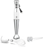 Immersion Hand Blender, UTALENT 3-in-1 8-Speed Stick Blender with Milk Frother, Egg Whisk for Smoothies, Coffee Milk Foam, Puree Baby Food, Sauces and Soups - White