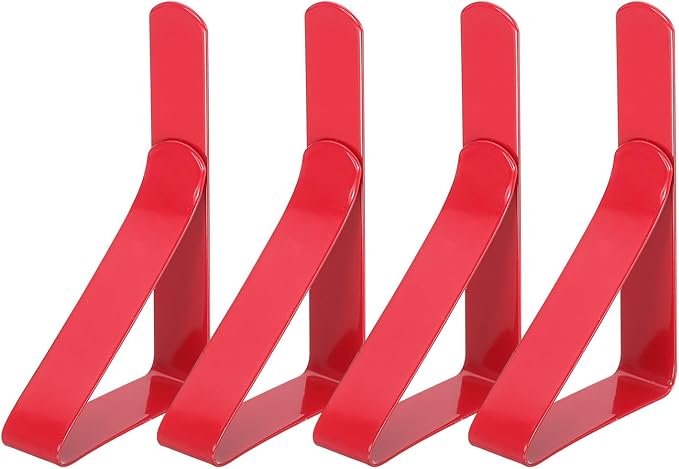 uxcell 4 Pack Tablecloth Clips, Stainless Steel Table Cloth Cover Clamps, 2.95" x 1.77" Windproof Holder Clips for Home Party Picnic Wedding Camping Dining Tables, Red