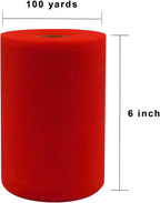 Red Tulle Fabric Roll 6 Inch X 300 FT (100 Yards) Matte Tulle Ribbon Netting Mesh Spool for DIY Tutu Skirt Wedding Bow Gift Wrapping Baby Shower Christmas Party Halloween Decorations
