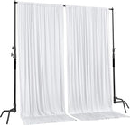 AK TRADING CO. 10 feet x 10 feet Polyester Backdrop Drapes Curtains Panels with Rod Pockets - Wedding Ceremony Party Home Window Decorations - White