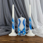 Unity Candle Set - Wedding Ceremony & Reception – 6” Pillar & Two 10” Taper Candles – Long Burning Unity Candles for Marriage Ritual – Handmade in USA - Royal | Blue