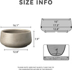 Kante 16.1" Dia Round Curvy Concrete Planter, Large Plant Pots with Drainage Hole and Rubber Plug for Indoor Outdoor Plants, Flower Pot for Home Garden Patio Porch, Weathered Concrete