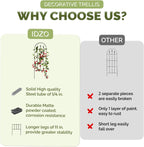 Idzo Decorative Metal Trellis for Climbing Plants Outdoor, Anti-Corrosion Powder Coated Garden Trellis, Sturdy Long Spikes, 48 Inch