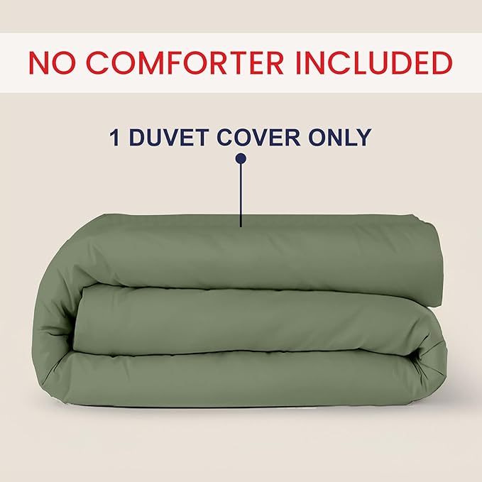 Kotton Culture 1 Pc King Size Duvet Cover Only -100% Egyptian Cotton Sateen 600 Thread Count Ultra Soft Premium Durable Comforter Cover Zipper Closure & Corner Ties (Sage Green, King 102"x94")